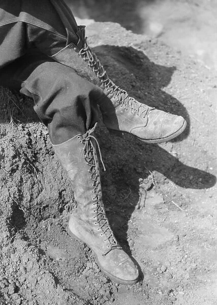 NEW MEXICO: MINER, 1940. A gold prospectors boots at Pinos Altos, New Mexico