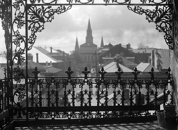 NEW ORLEANS, c1923. View through wrought iron, New Orleans, Louisiana