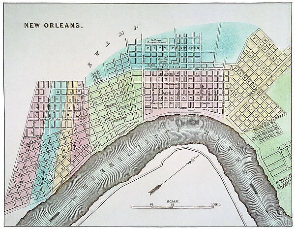 NEW ORLEANS MAP, 1837. Map of New Orleans, Louisiana