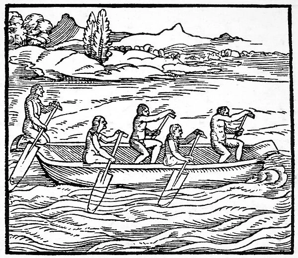 NEW WORLD: CANOE, 1563. The Native American method of navigation