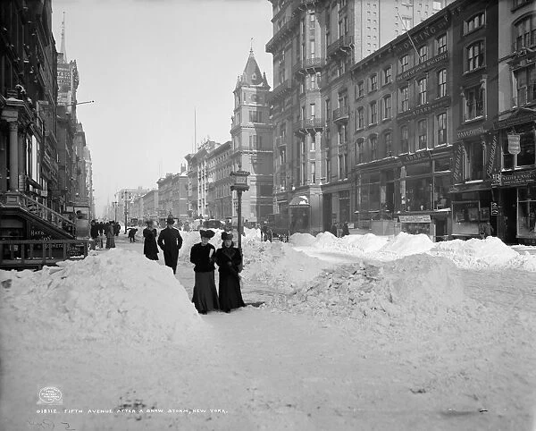 NEW YORK: 5TH AVENUE, c1905. View of Fifth Avenue in New York City, after a snow storm