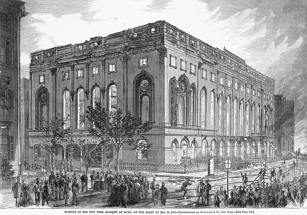 NEW YORK ACADEMY OF MUSIC. The burning of the New York Academy of Music on the night of May 21
