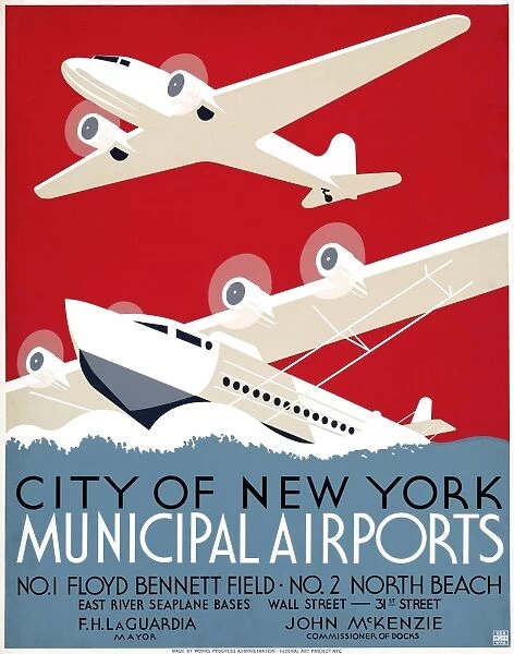 NEW YORK AIRPORTS, c1936. Poster for the New York airports at Floyd Bennett Field