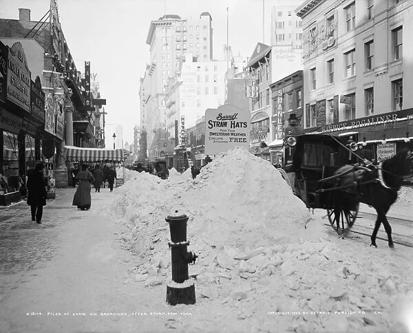 NEW YORK: BROADWAY, c1905. View of Broadway in New York City, after a snow storm