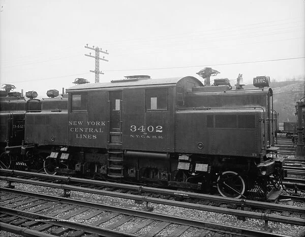 NEW YORK CENTRAL RAILROAD. An electric locomotive on the New York Central Railroad