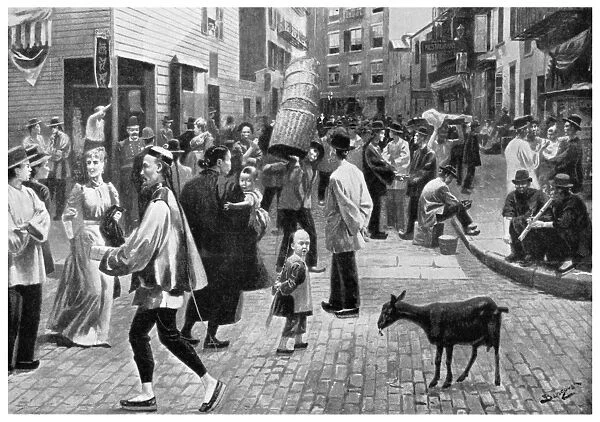 NEW YORK: CHINATOWN, 1896. View of Mott Street, the main artery of New York Citys Chinatown