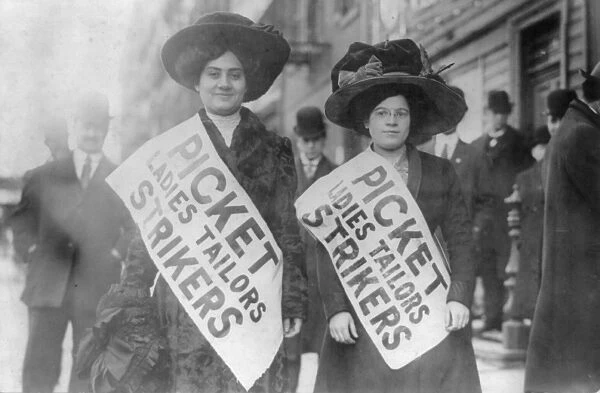 NEW YORK CITY: STRIKE, 1910. Two women strikers on a picket line during a garment
