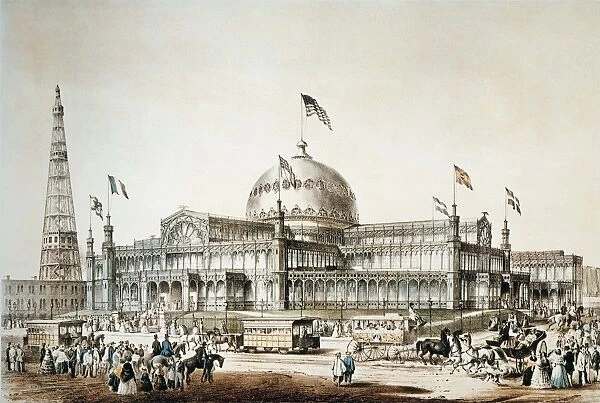 NEW YORK CRYSTAL PALACE. New York Crystal Palace: lithograph, 1853, by Currier & Ives