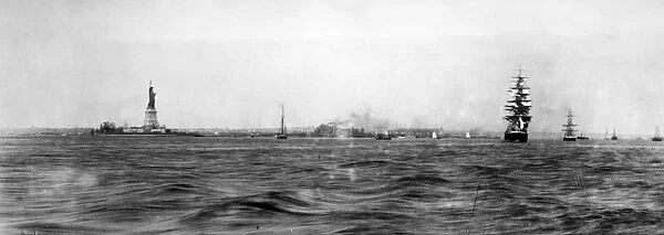 NEW YORK HARBOR, c1886. The recently inaugurated Statue of Liberty in New York Harbor