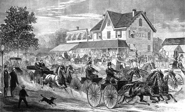 NEW YORK: HARLEM LANE, 1868. Coaching along Harlem Lane in New York, on a Sunday afternoon