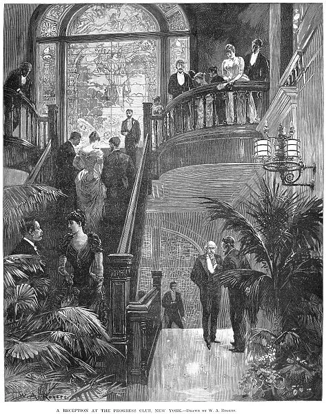NEW YORK: JEWISH CLUB, 1891. A reception at the Progress Club, one of the preeminent Jewish clubs in New York City during the late 19th century. Wood engraving after W. A. Rogers, 1891