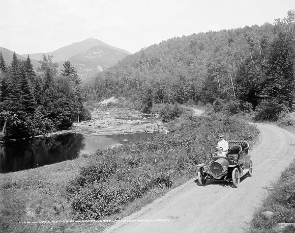 NEW YORK: LAKE PLACID. View of Whiteface Mountain and Wilmington High Falls Road in Lake Placid