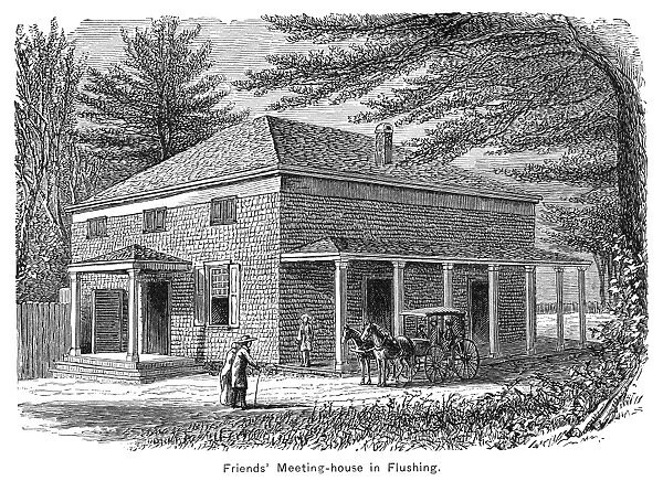 NEW YORK: MEETINGHOUSE. A Quaker meetinghouse in Flushing, New York. Engraving