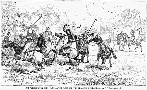 NEW YORK: POLO, 1876. The Challenge Cup match at the Westchester Polo Club in New York