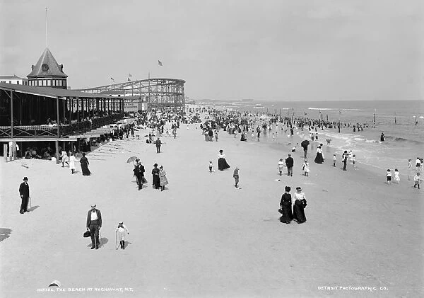 NEW YORK: ROCKAWAY, c1904. The beach at Rockaway, New York. Photograph, c1904