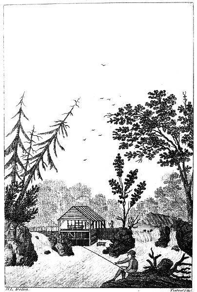 NEW YORK: SAW MILL, 1792. The sawmill of Henry Livingston, Junior near Poughkeepsie, New York. Line engraving from New York Magazine, 1792