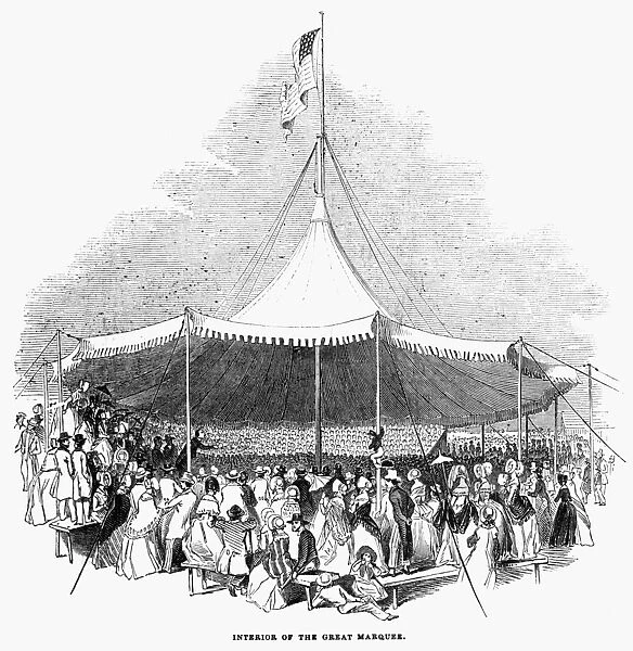 NEW YORK STATE FAIR, 1844. Interior the Great Marquee. Engraving, 1844