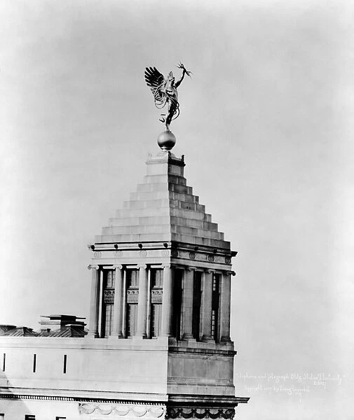 NEW YORK: STATUE, c1917. The statue Electricity atop the Telephone & Telegraph