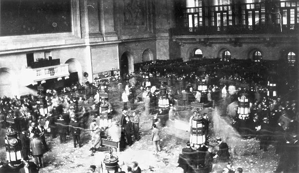 NEW YORK STOCK EXCHANGE. A secret picture, c1907, made with a camera concealed in a sleeve