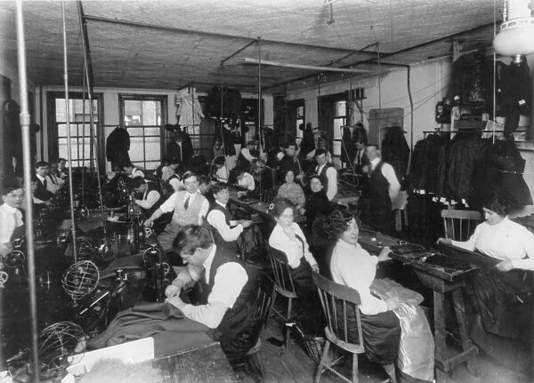 NEW YORK SWEATSHOP, 1912. Interior of a garment sweatshop in New York City, 1912