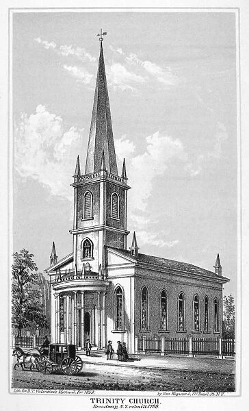 NEW YORK: TRINITY CHURCH. Trinity Church on Broadway, New York, before it was rebuilt in 1788