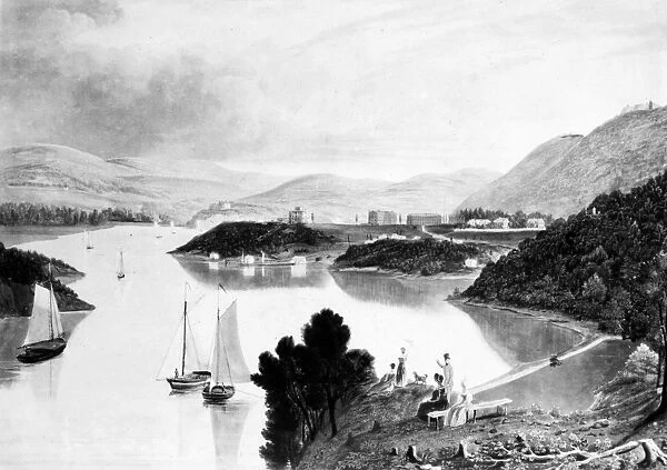 NEW YORK: WEST POINT, 1834. West Point, from above Washington Valley looking down the Hudson River. Aquatint engraving, 1834, by W. J. Bennett after George Cooke