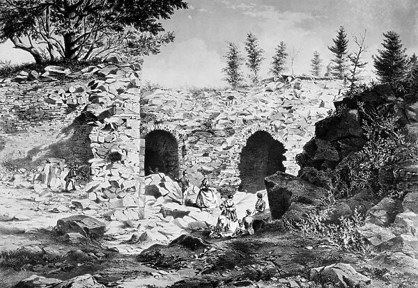NEW YORK: WEST POINT, 1859. Old classmates: interior of Fort Putnam, West Point, New York