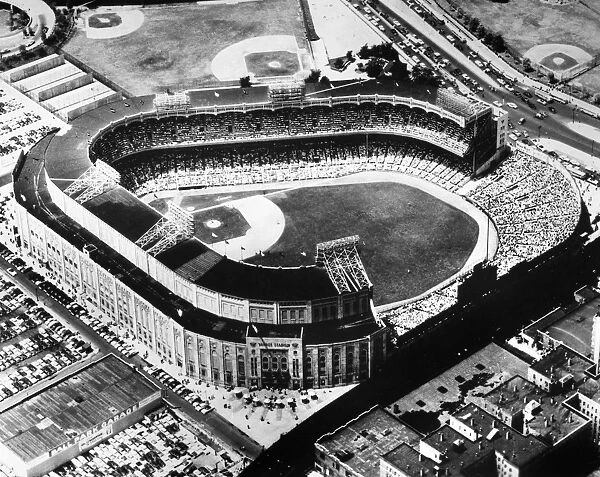 NEW YORK: YANKEE STADIUM. Aerial view of Yankee Stadium in the Bronx, New York City, 1973