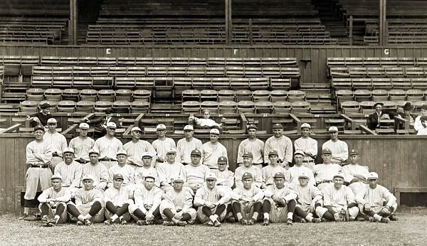 NEW YORK YANKEES, c1921. The New York Yankees baseball team, with Babe Ruth in the center, photographed at the stadium in New Orleans, c1921