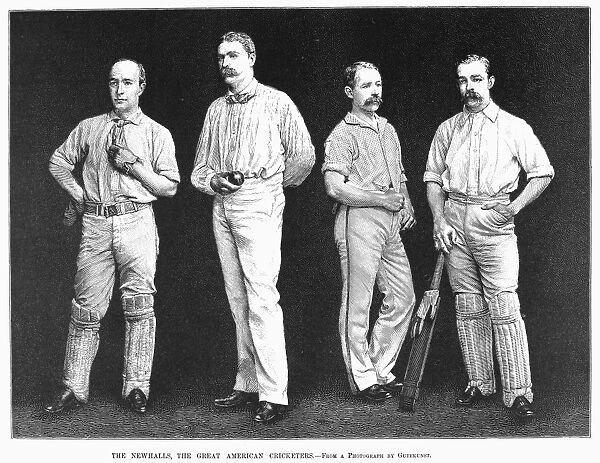 The Newhalls, the Great American Cricketers. Line engraving after a photograph by Frederick Gutekunst, 1889