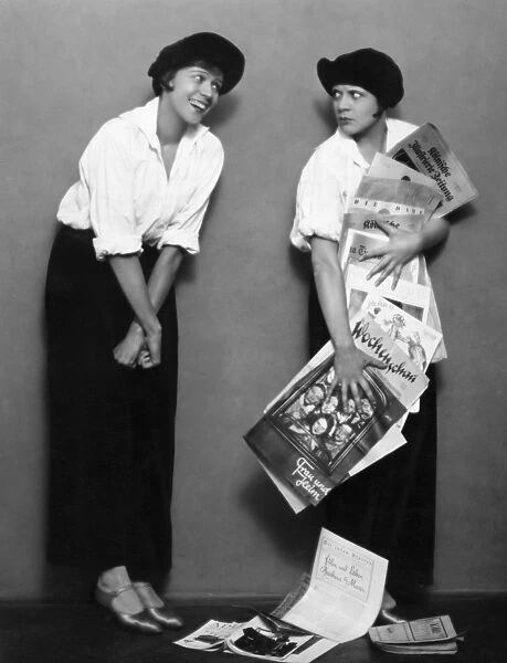 NEWSBOYS, c1920. Actresses portraying newsboys in a production of the play Gassenbuben
