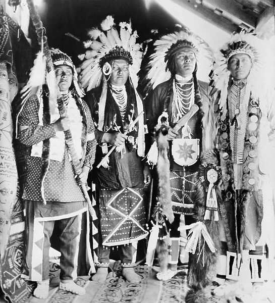 NEZ PERCE NATIVE AMERICANS. Four Nez Perce Native Americans at Colville Indian