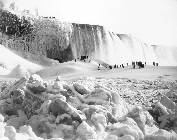 NIAGARA FALLS, 1883. Ice Bridge, Ice Mound and American Falls, Niagara, Instantaneous