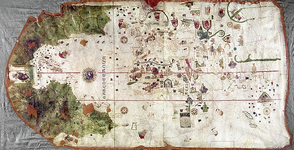 NINA: WORLD MAP, 1500. World map, 1500, of Juan de la Cosa, navigator on the Nina on Christopher Columbus second voyage
