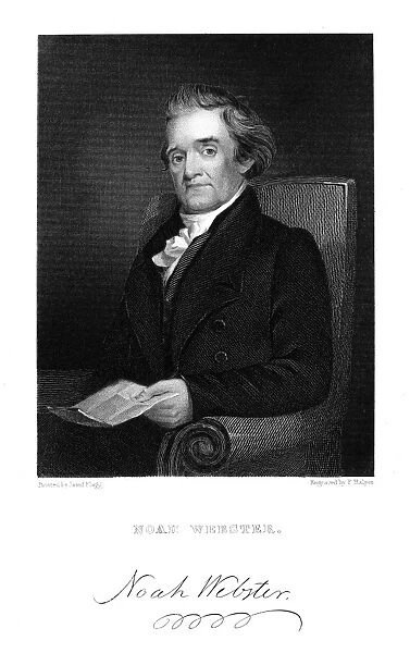 NOAH WEBSTER (1758-1843). American lexicographer and author. Steel engraving, 1869, after a painting by Jared Flagg