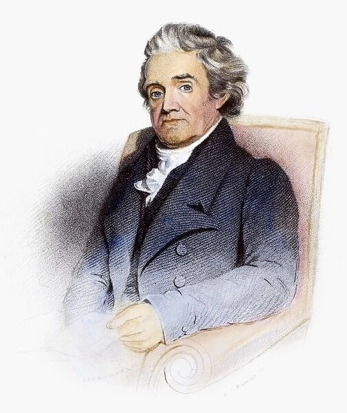 NOAH WEBSTER (1758-1843). American lexicographer and author. Steel engraving, 1848, after a painting by Samuel F. B. Morse