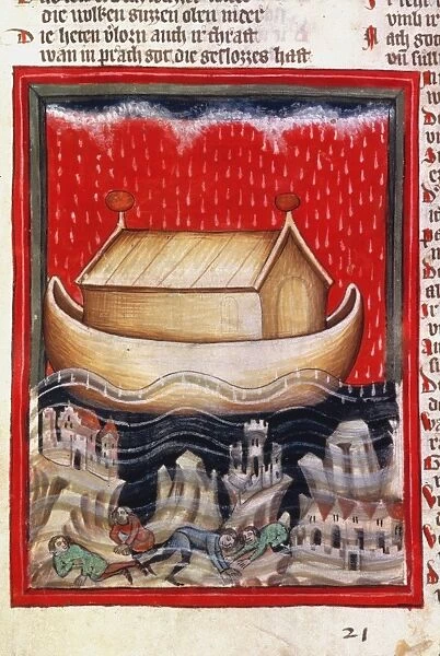 NOAHs ARK and the flood: German ms. illumination, c. 1375-80