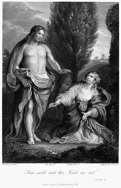 NOLI ME TANGERE. He Sayeth Unto Her, Touch Me Not. Steel engraving after the painting by Raphael