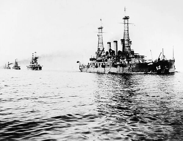 NORTH ATLANTIC FLEET, c1909. The USS Connecticut leading the North Atlantic Fleet