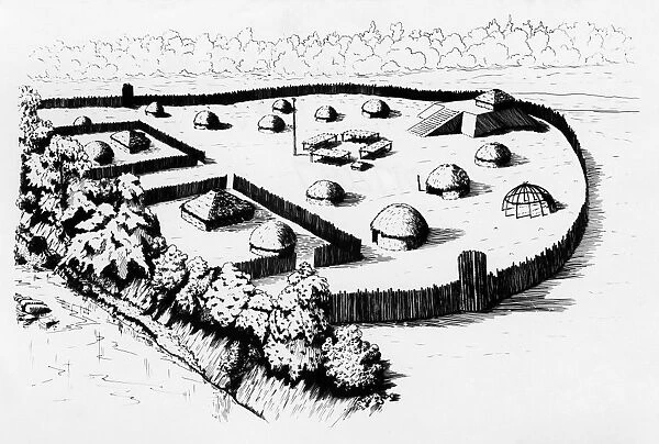 NORTH CAROLINA: MOUND. Aerial view of the Town Creek Indian Mound site in Montgomery County