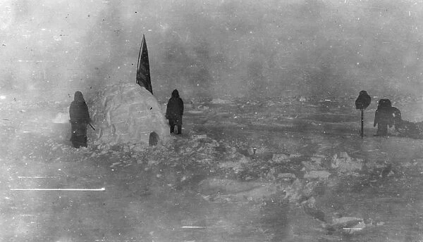 NORTH POLE: IGLOO, c1909. Members of Frederick Cooks journey expedition at the North Pole