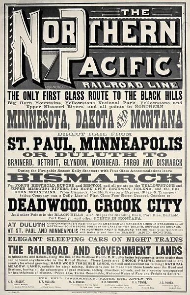 A Northern Pacific Railroad poster of 1879