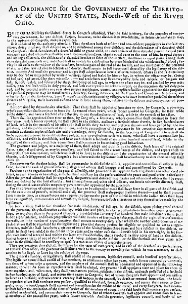 NORTHWEST ORDINANCE. The first page of the printed text of the Northwest Ordinance
