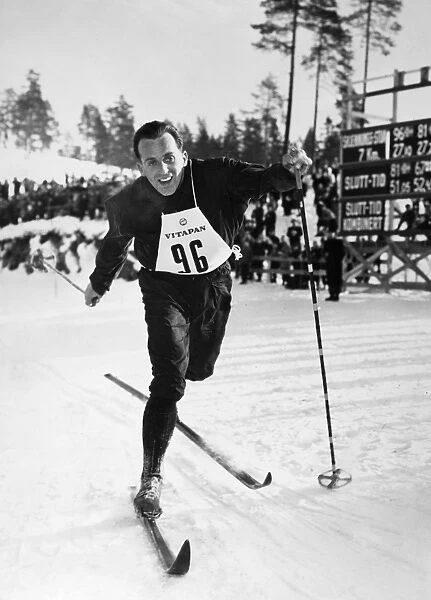 Norwegian Olympic cross-country skier. Photographed c1952