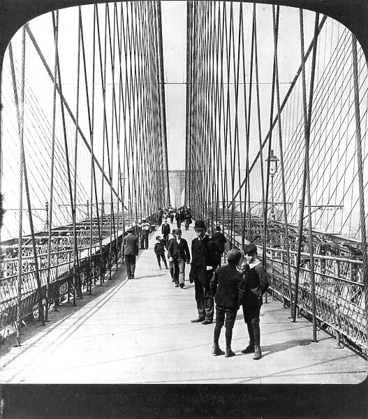 NY: BROOKLYN BRIDGE, 1901. Along the pedestrian promenade, 1901