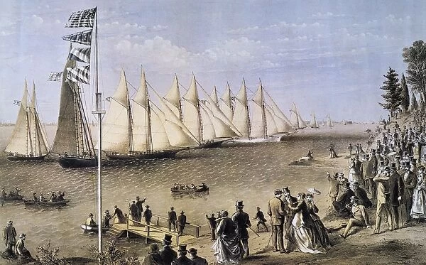 NY YACHT CLUB REGATTA, 1869. Lithograph, 1869, by Currier & Ives