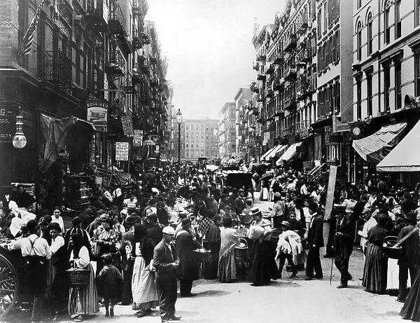 NYC: LOWER EAST SIDE, 1898. Orchard Street looking south from Hester Street
