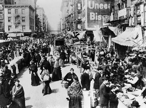 NYC: LOWER EAST SIDE, c1900. Street scene in New York Citys Lower East Side. Photograph