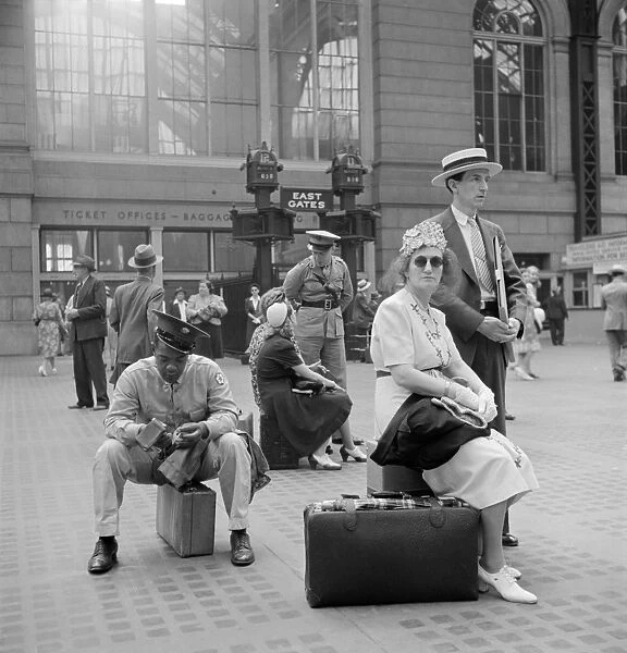 NYC: PENN STATION, 1942. Passengers waiting for their train at Penn Station in New York City
