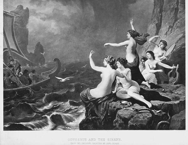 ODYSSEUS AND THE SIRENS. Painting by Karl von Bls (1815-1876)